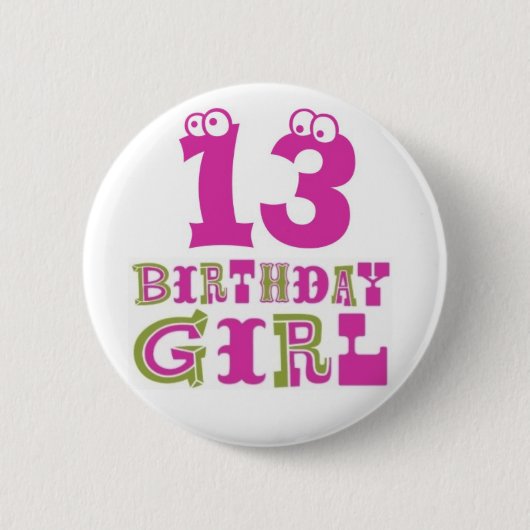 13e Birthday Girl Button Badge (Voorkant)