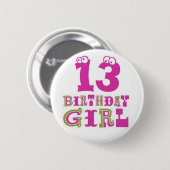 13e Birthday Girl Button Badge (Voorkant /achterkant)