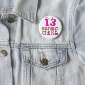 13e Birthday Girl Button Badge (In situ)