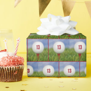 13e Birthday Golf Ball Cadeaupapier