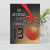 13e Birthday INVITATION- Boy - SLAM DUNK Kaart (Staand voorkant)