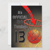 13e Birthday INVITATION- Boy - SLAM DUNK Kaart (Voorkant)