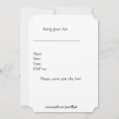 13e Birthday party Invite, donkerrood en wit. Kaart (Achterkant)