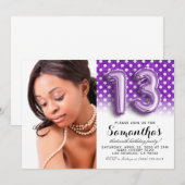 13e Birthday Polkadot Glitter Portret Kaart (Voorkant / Achterkant)