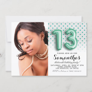 13e Birthday Polkadot Glitter Portret Kaart