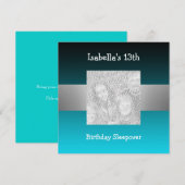 13e Birthday Sleepover Silver Green Photo 2 Kaart (Voorkant / Achterkant)