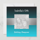 13e Birthday Sleepover Silver Green Photo 2 Kaart (Voorkant)