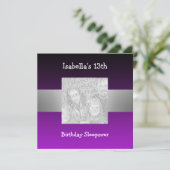 13e Birthday Sleepover Silver Paarse foto 2 Kaart (Staand voorkant)
