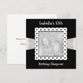 13e Birthday Sleepover White Black Spots Foto Kaart (Voorkant / Achterkant)