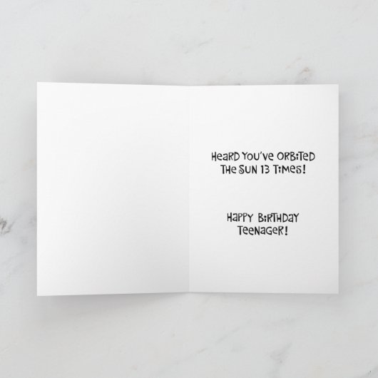 13e Birthday Space Cat Card Kaart (Binnen)