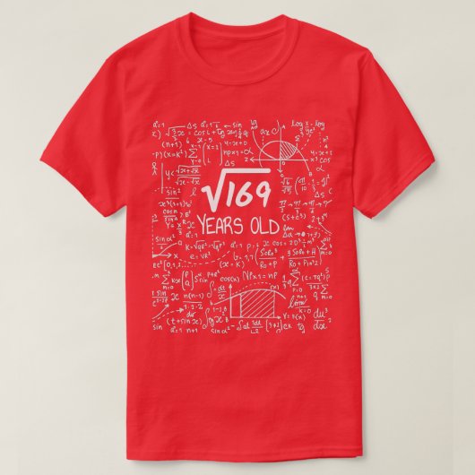 13e Birthday Square Root van 169 13 jaar oud T-shirt (Design voorkant)