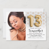 13e Birthday Star Glitter-portret Kaart (Voorkant)