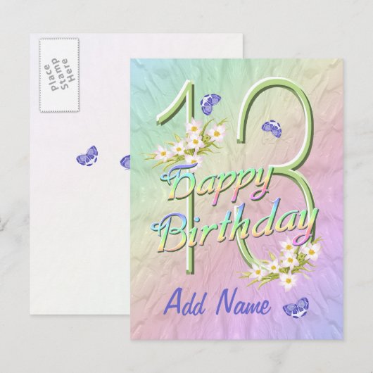 13e Briefkaart ter gelegenheid van de geboorte van (Voorkant / Achterkant)