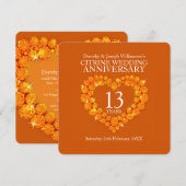 13e bruiloft feest citrine sinaasappel kaart (Voorkant / Achterkant)