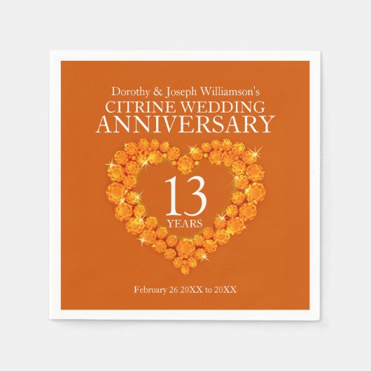 13e bruiloft feest citrine sinaasappel servet (Voorkant)