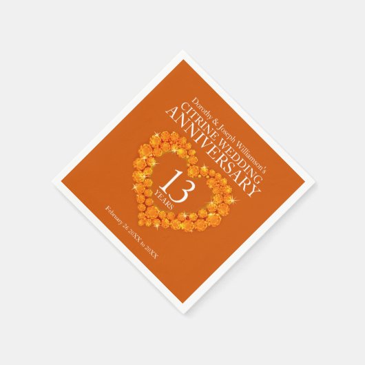 13e bruiloft feest citrine sinaasappel servet (Hoek)