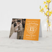 13e bruiloft Jubileum citrien hart Kaart (Gele Bloem)