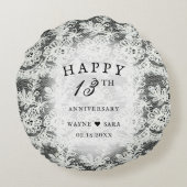 13e bruiloft met zwart-witte kant rond kussen (Achterkant)