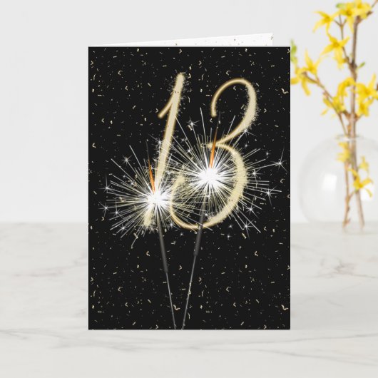 13e bruiloft-sparklers kaart (Gele Bloem)