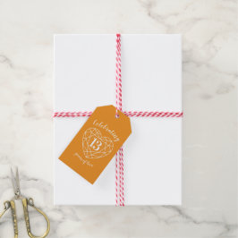 13e citrien trouwdag hart edelsteen oranje cadeaulabel