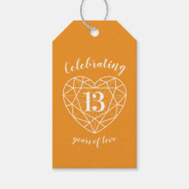 13e citrien trouwdag hart edelsteen oranje cadeaulabel