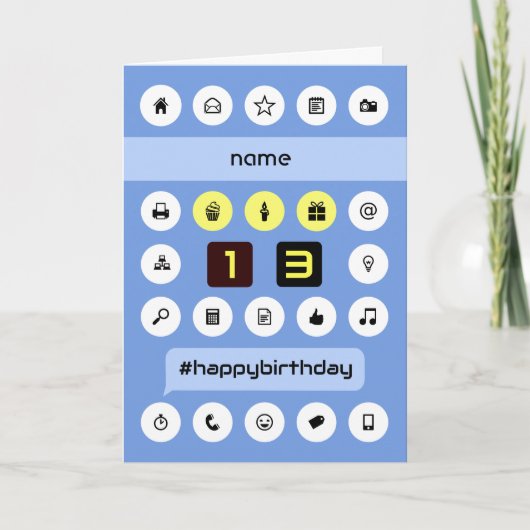 13e computerverjaardag voeg een op maat gemaakte n kaart (Voorkant)