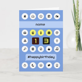 13e computerverjaardag voeg een op maat gemaakte n kaart