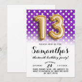 13e dag van de dag Polkadot Glitter uitnodiging (Voorkant / Achterkant)
