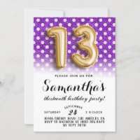 13e dag van de dag Polkadot Glitter uitnodiging