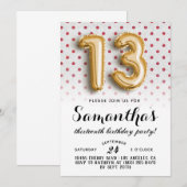 13e dag van de dag Polkadot Glitter uitnodiging (Voorkant / Achterkant)
