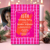 13e Digitale Hot Pink Verjaardag Uitnodiging Whims