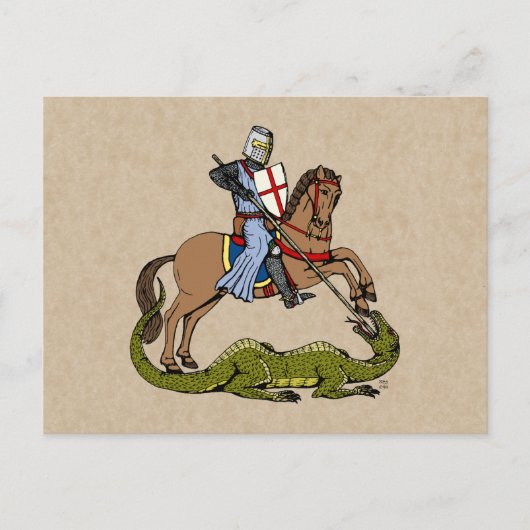 13e eeuw Saint George en de Draak Briefkaart (Voorkant)