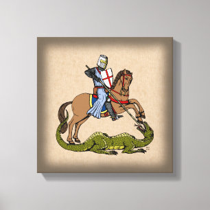 13e eeuw Saint George en de Draak Canvas Afdruk