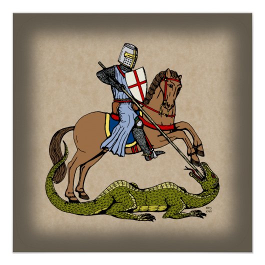 13e eeuw Saint George en de Draak Perfect Poster (Voorkant)