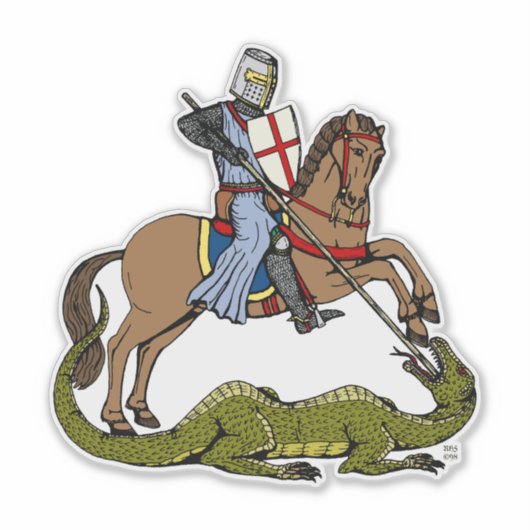 13e eeuw Saint George en de Draak Sticker (Voorkant)