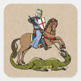 13e eeuw Saint George en de Draak Vierkante Sticker