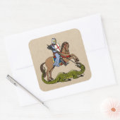 13e eeuw Saint George en de Draak Vierkante Sticker (Envelop)