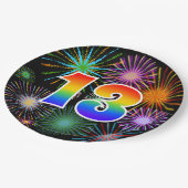 13e evenement - leuk, kleurrijk, vet, regenboog 13 papieren bordje (Gekanteld)