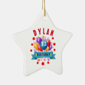 13e feestdag feestballonnen en rode sterren 102Z Keramisch Ornament (Rechts)