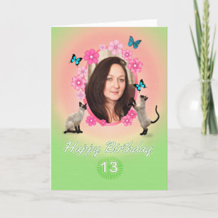 13e fotokaart met katten en vlinders, kaart