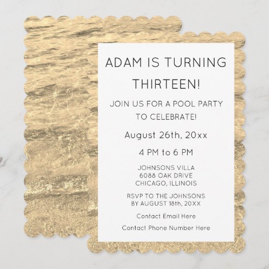 13e geboortedag, aangepaste leeftijd waterkwalitei kaart (Voorkant / Achterkant)