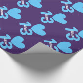 13e geboortedag: Blauwe harten V03 Cadeaupapier (Hoek)