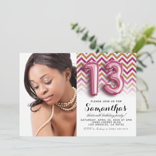 13e geboortedag Chevron Portrait Kaart (Staand voorkant)
