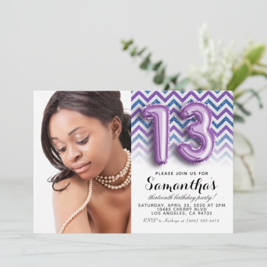 13e geboortedag Chevron Portrait Kaart (Staand voorkant)