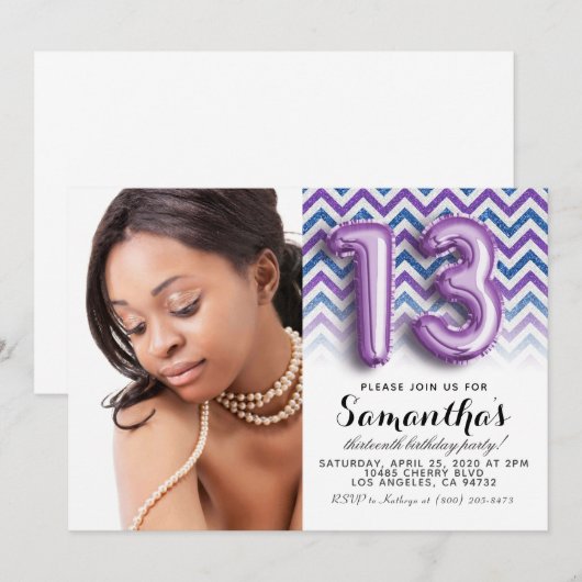 13e geboortedag Chevron Portrait Kaart (Voorkant / Achterkant)