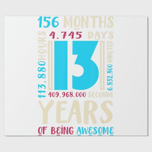 13e geboortedag Shirt voor kinderen 13 jaar oud Cadeaupapier (Vlak)