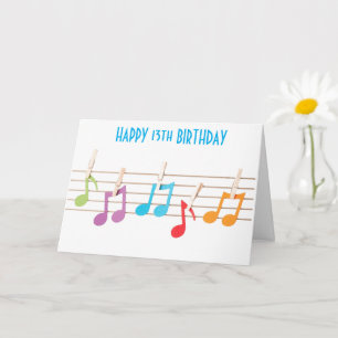 **13e halve dag** MUZIEKTEKENS BIRTHDAY WISHT Kaart