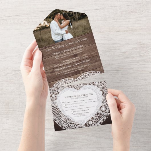 13e huwelijksdag zonder envelop foto all in one uitnodiging (Afscheurbaar)