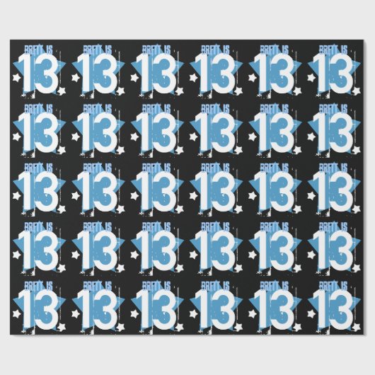 13e jaardagnummer en sterren V06 Cadeaupapier (Vlak)