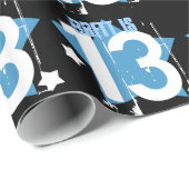 13e jaardagnummer en sterren V06 Cadeaupapier (Rol Hoek)